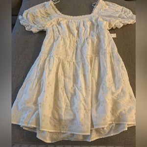 New! Cream off the shoulder dress